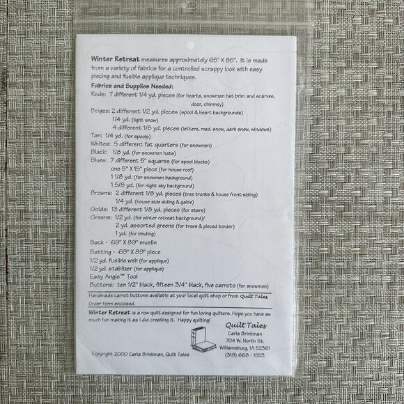 QUILT TALES Quilt Pattern - WINTER RETREAT - 65" x 85" - 006 - Picture 2 of 2